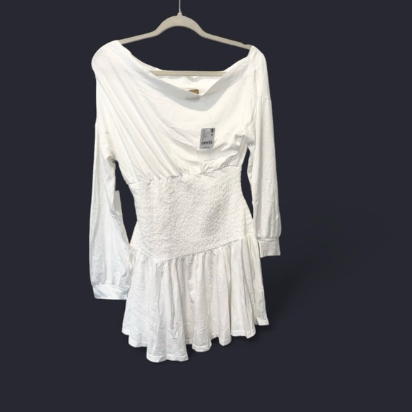 Free people Free-est Scorching Hot Long Sleeve Ivory Mini Dress NWT Size Medium - Picture 4 of 9
